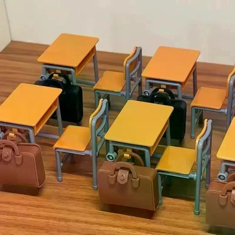 3/6PCS 1/12 Dollhouse Miniature Classroom Backpack Ornaments Leisure Vintage Mini Desk Simulation Schoolbags Furniture Model