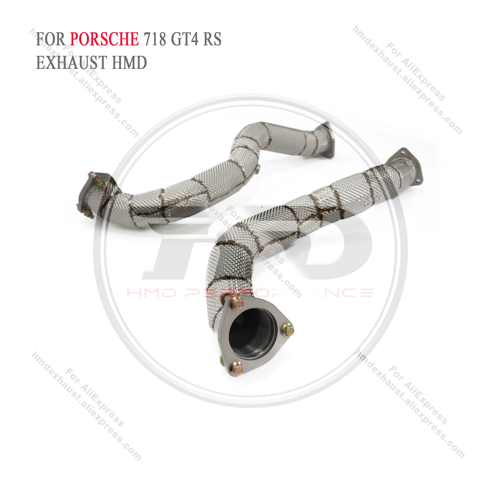 HMD Titanium alloy Exhaust Downpipe for Porsche 718 GT4 RS  With Heat Shield Racing Pipe without cat