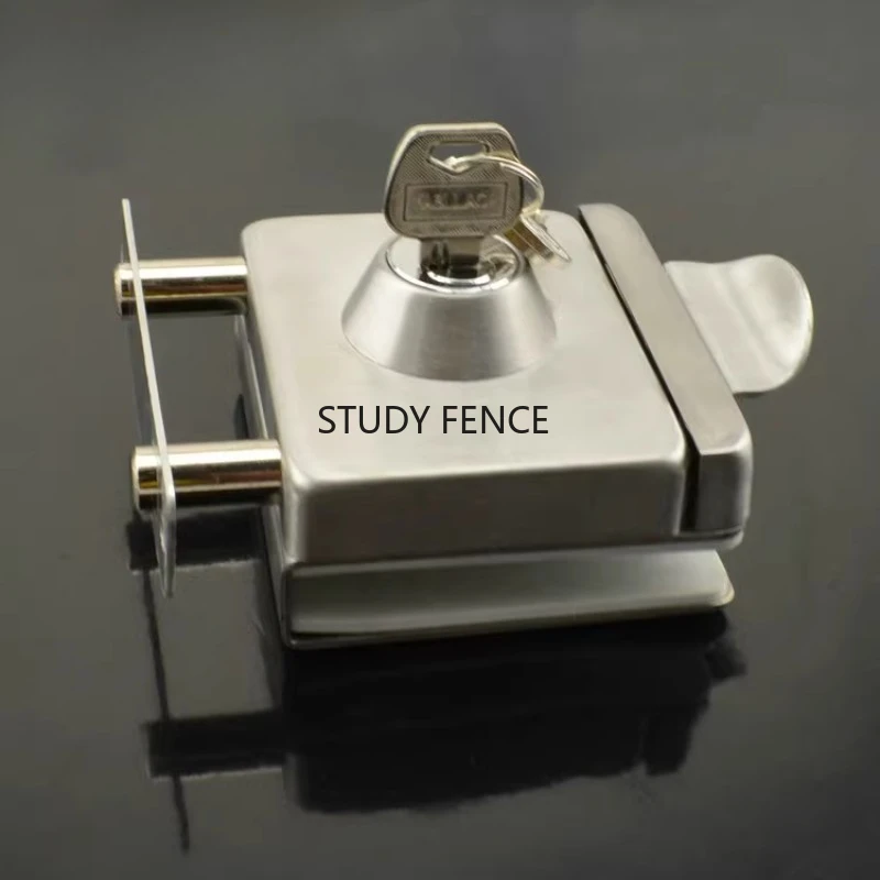 Square Stainless Steel Glass Door Lock Single Door Lock Household Hardware Accessories Glass Door Frameless Lock with Keys