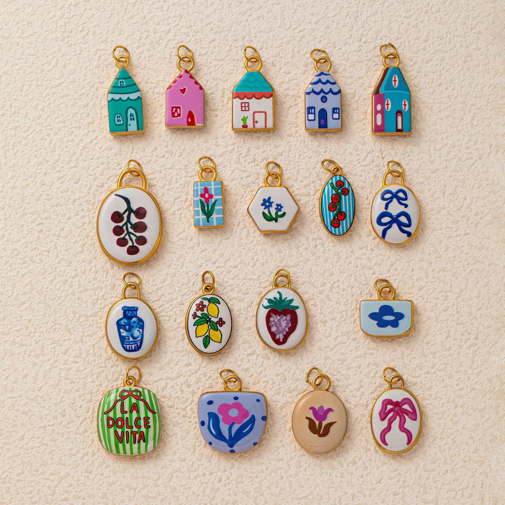 Ins Hand Painted Fashion Muticolor Irregular Geometry Pedant For Women Flower Charm DIY Making Bracelet Necklace Accessories