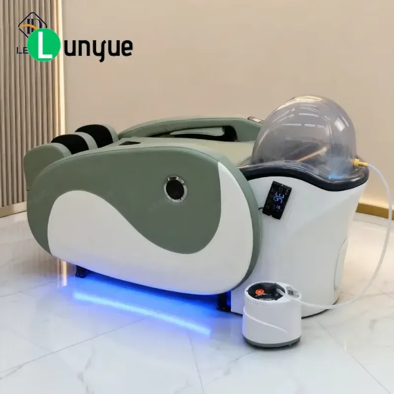 Electric Shampoo Chair for Barber Shop with Water Circulation Full Body Massage Head Spa Bed Furniture