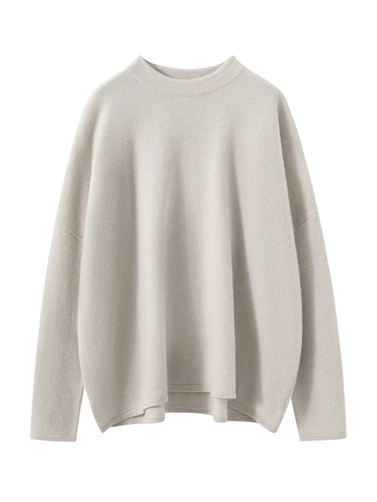 

Basic Thick Pullover Sweater Elegant Fashion Solid 100% Cashmere Casual Loose Warm Soft Comfort Women's Autumn Winter Knitwear