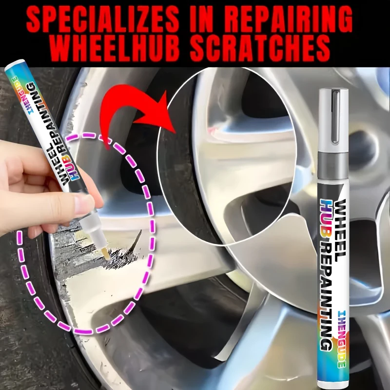 Car Wheel Scratch Repair Pen - Silver Rim and Body Paint Touch-Up, Quick Solution for Any Car Model, Vehicle Paint Repair, Easy to Use