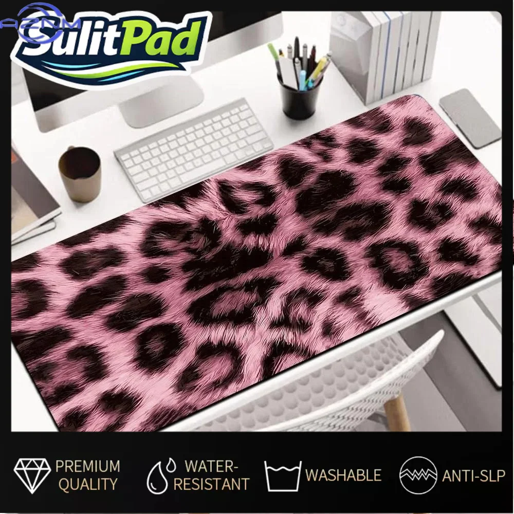 Leopard Pattern Desk Mat Anti Slip Table Mat Extended Large Gaming Mouse Pad For Computer 30x80CM