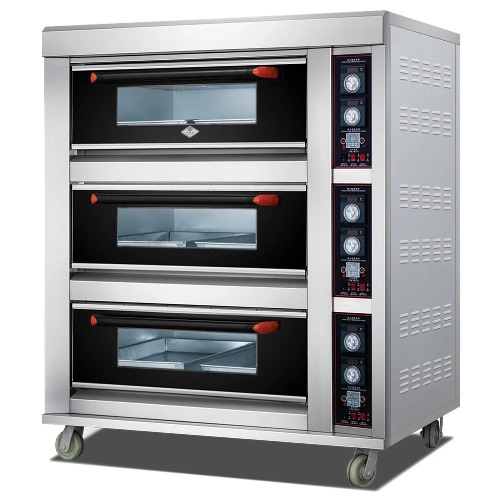

2026 Hot Sale Hot Sale Commercial 3 Deck 6 Tray Stainless Steel Cake Baking Oven New Condition for Bread and Fruit Baking