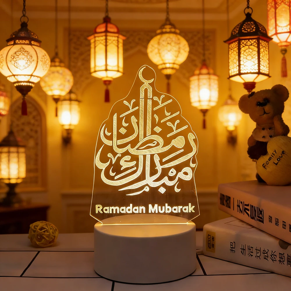 

Eid Mubarak Muslim Festival Decor Supplie Night USB LED Light Hanging Ornament Ramadan Kareem Decoration for Home Event Party