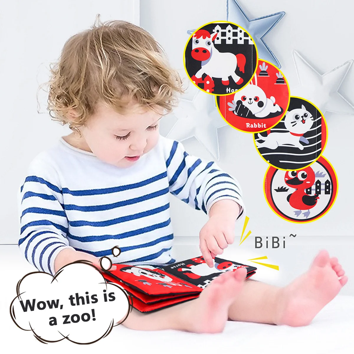 Petit livre en tissu pour bébé, jouet d'éveil, livre en tissu doux pour bébé, livre tactile multi-pliages