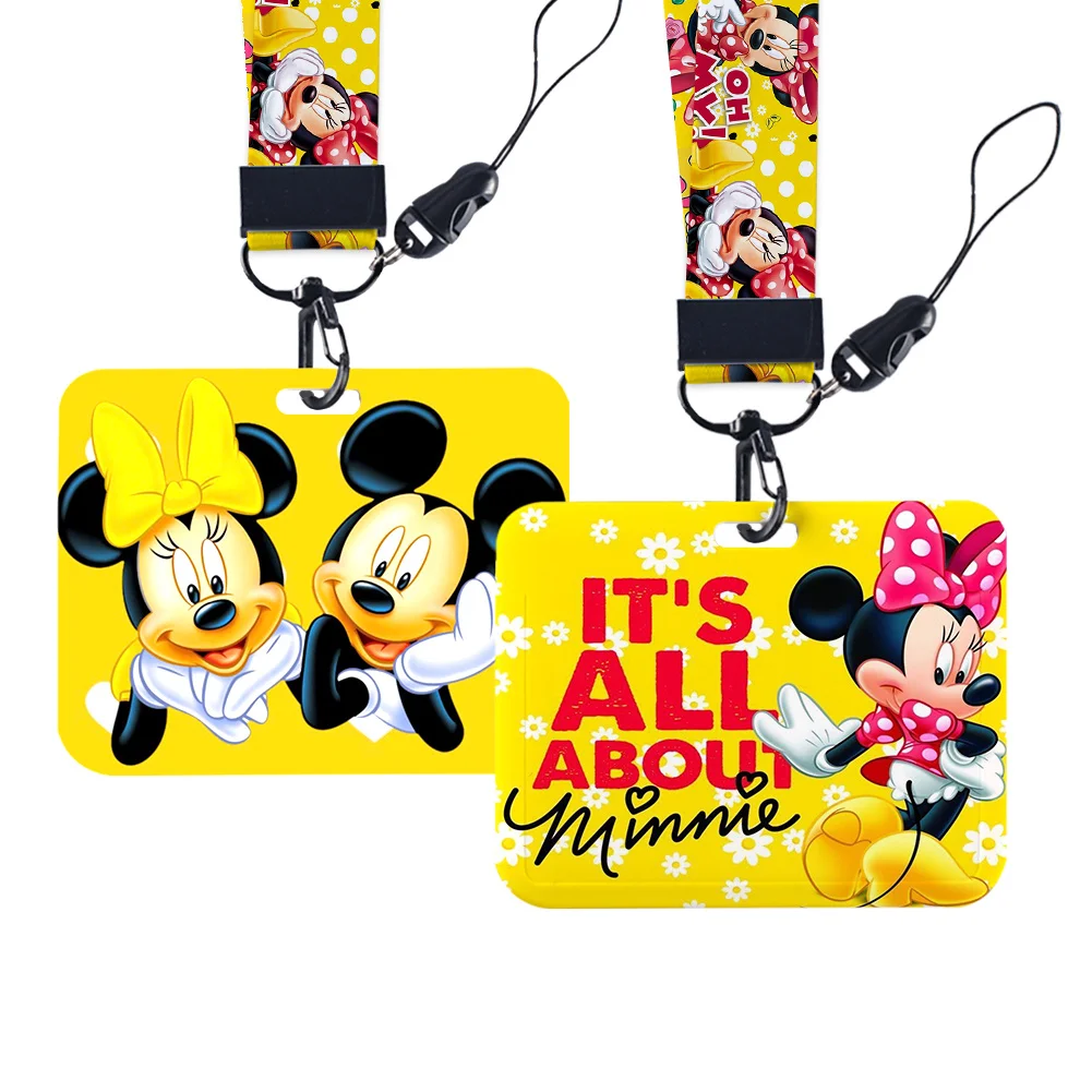 

New Cute Cartoon Disney Mickey Credential Holder Neck Strap Lanyards Keychain Holder ID Card Pass Hang Rope Lariat Lanyards