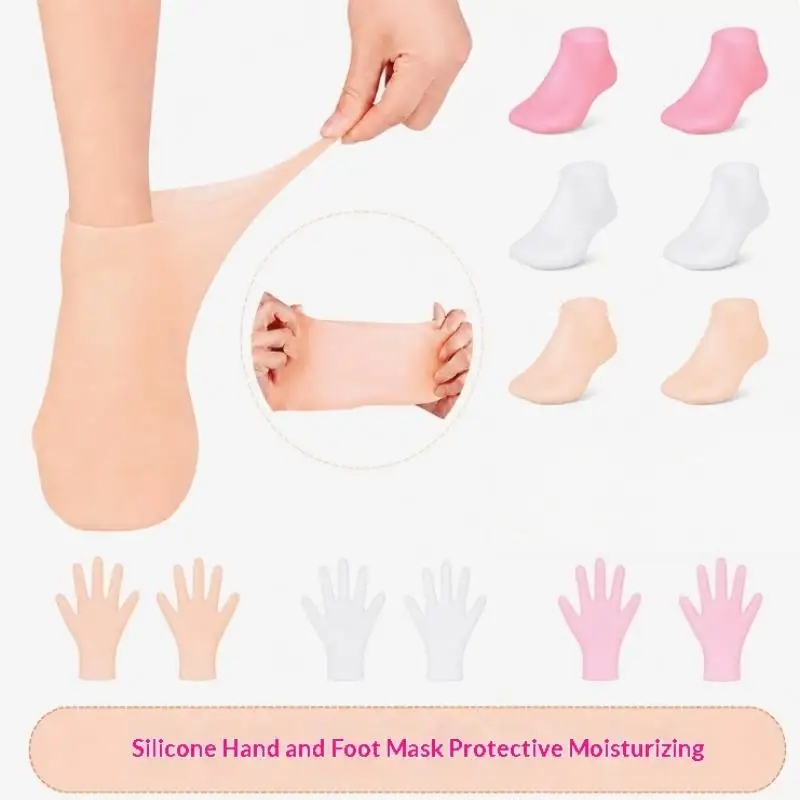 1 Paar Fußpflege-Massage-Socken, elastische Silikon-Fußsocken zur Feuchtigkeitspflege, für trockene, rissige Füße, zur Erweichung und zum Peeling. – Detail 7