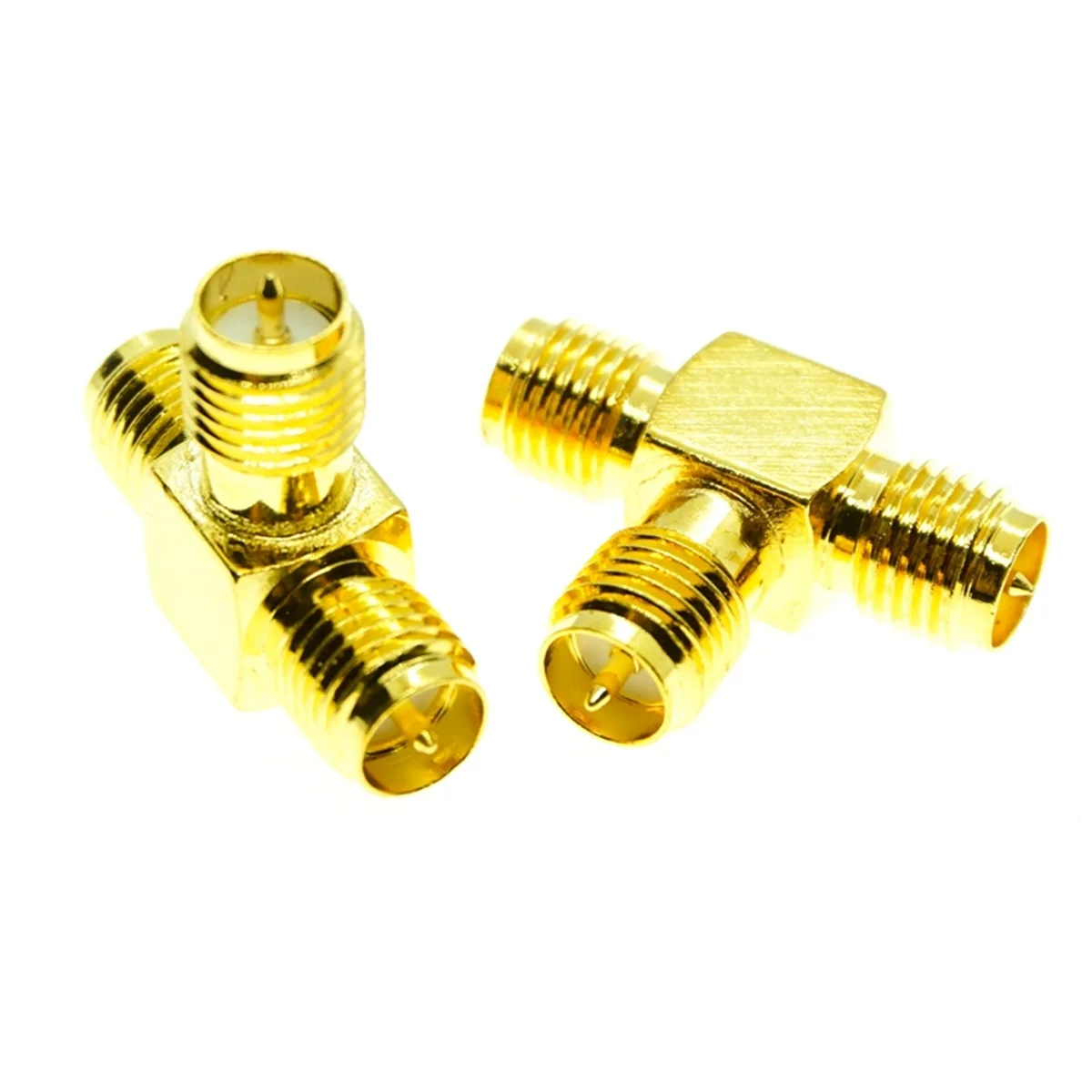 RP-SMA female plug to Two RP-SMA Female jack Triple T Connector Mount Connector RF Coaxial Adapter