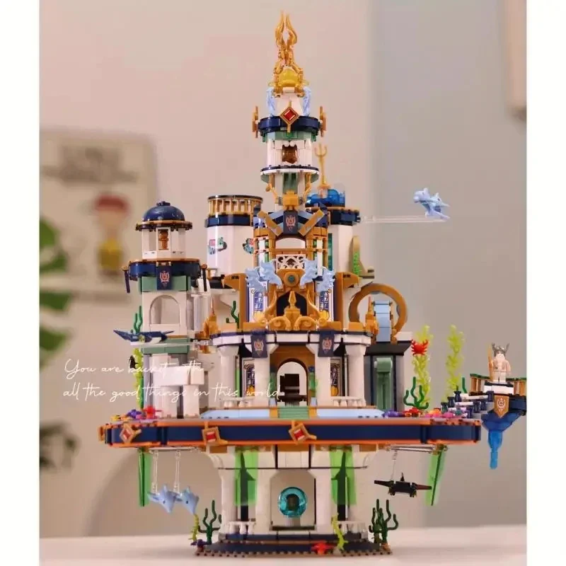 4133PCS Poseidon Palace Building Blocks Castello blu Modello Mattoni Decorazione desktop creativa Giocattoli fai da te Regali per i bambini