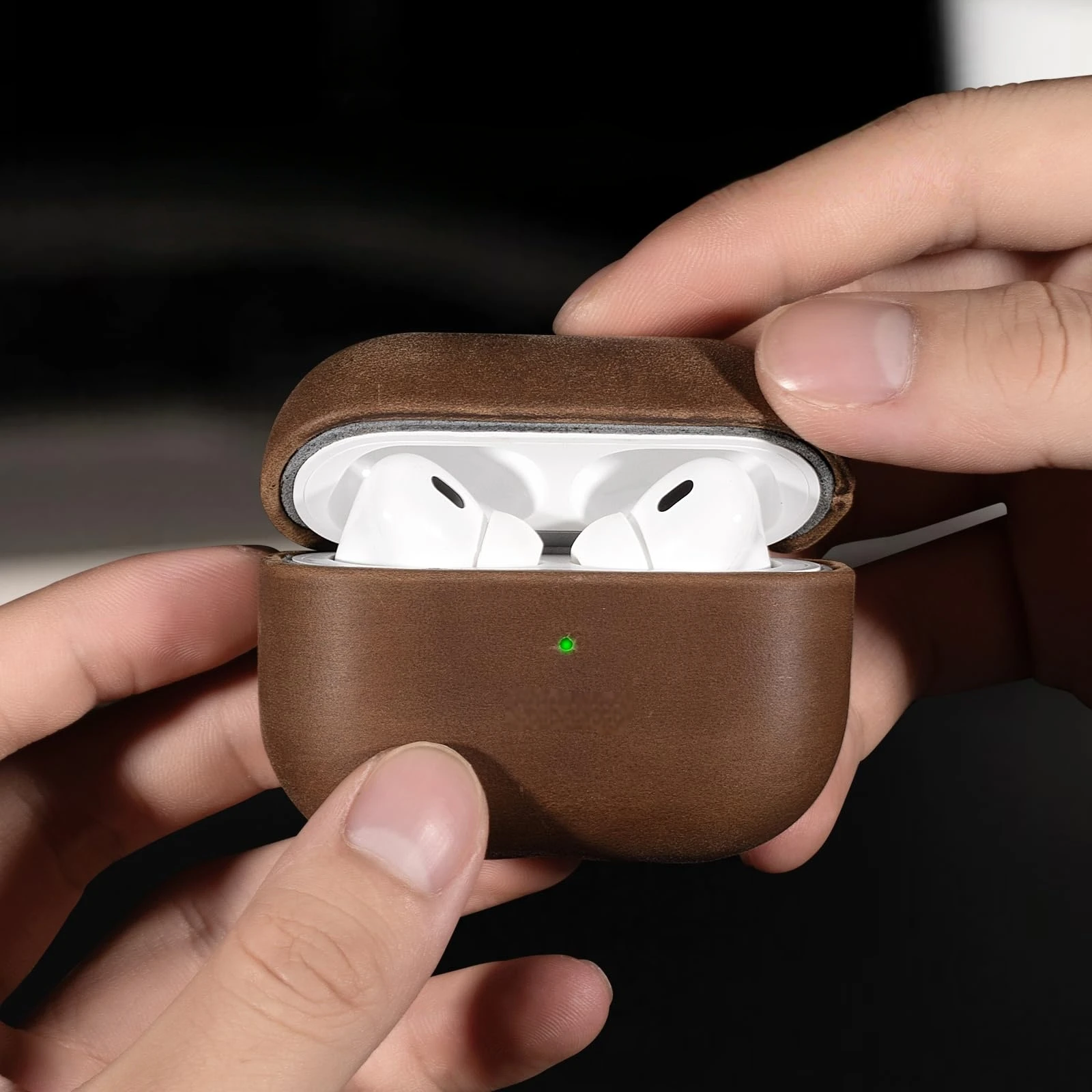 حافظة واقية لسماعات AirPods Pro 3 Crazy Horse من الجلد الطبيعي لسماعات Apple AirPods Pro 3 بلوتوث