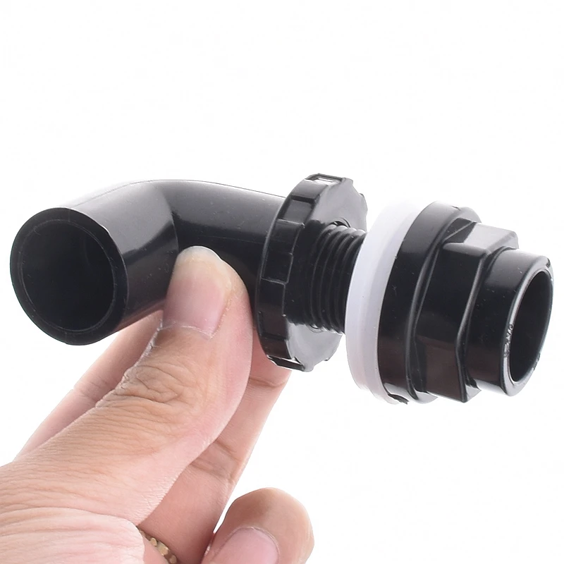 Black 20-50mm Aquarium Fish Tank Drain Joint PVC Pipe Water Supply Tube Connector Household DIY Water Inlet Outlet Tank Joint