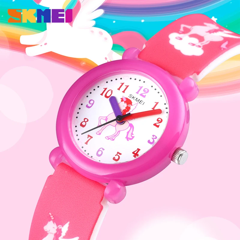 SKMEI Children's Watches Fashion Quartz Wristwatch Waterproof Girls And Boys Cartoons Dial Silicone Strap Kids Watch Relogio