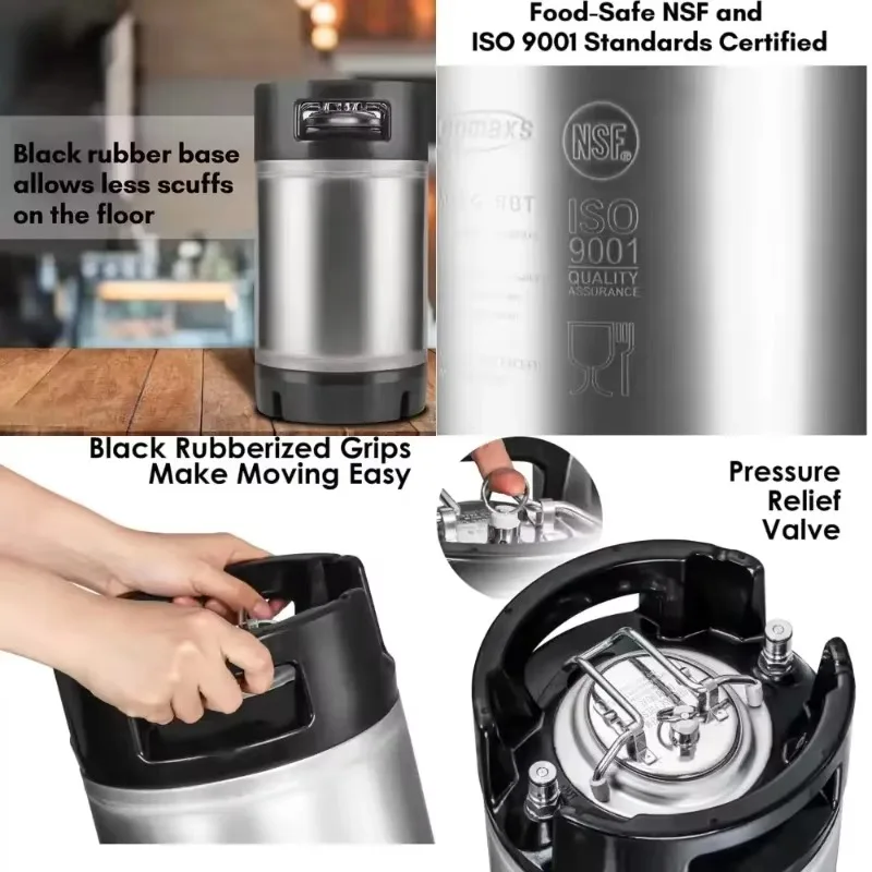 Kegmaxs Corny Keg Homebrew 3 Gallon 12 Liters Ball Lock Keg Cornelius Beer Brewing Equipment with NSF Certificate Cleaning