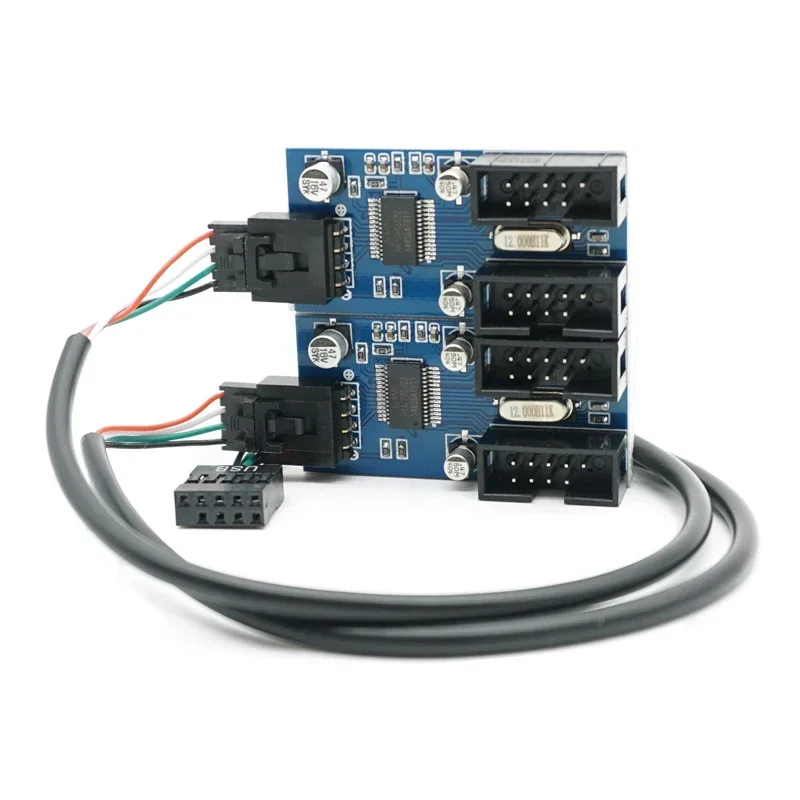 9pin USB header Male 1 to 2 / 4 Female Extension Cable Card Desktop 9-Pin USB HUB USB 2.0 9 pin Connector Adapter Port Multilier