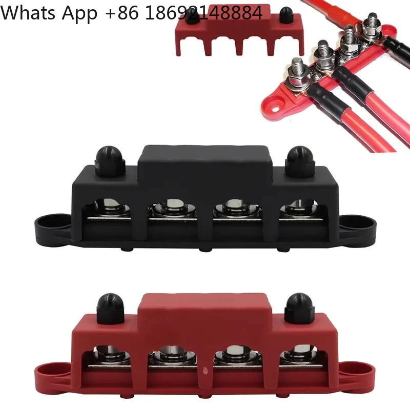 For RV Busbar M8 M10 High Current Wiring Stud Red and Black 4 Stud Power Distribution Block Yacht Busbar