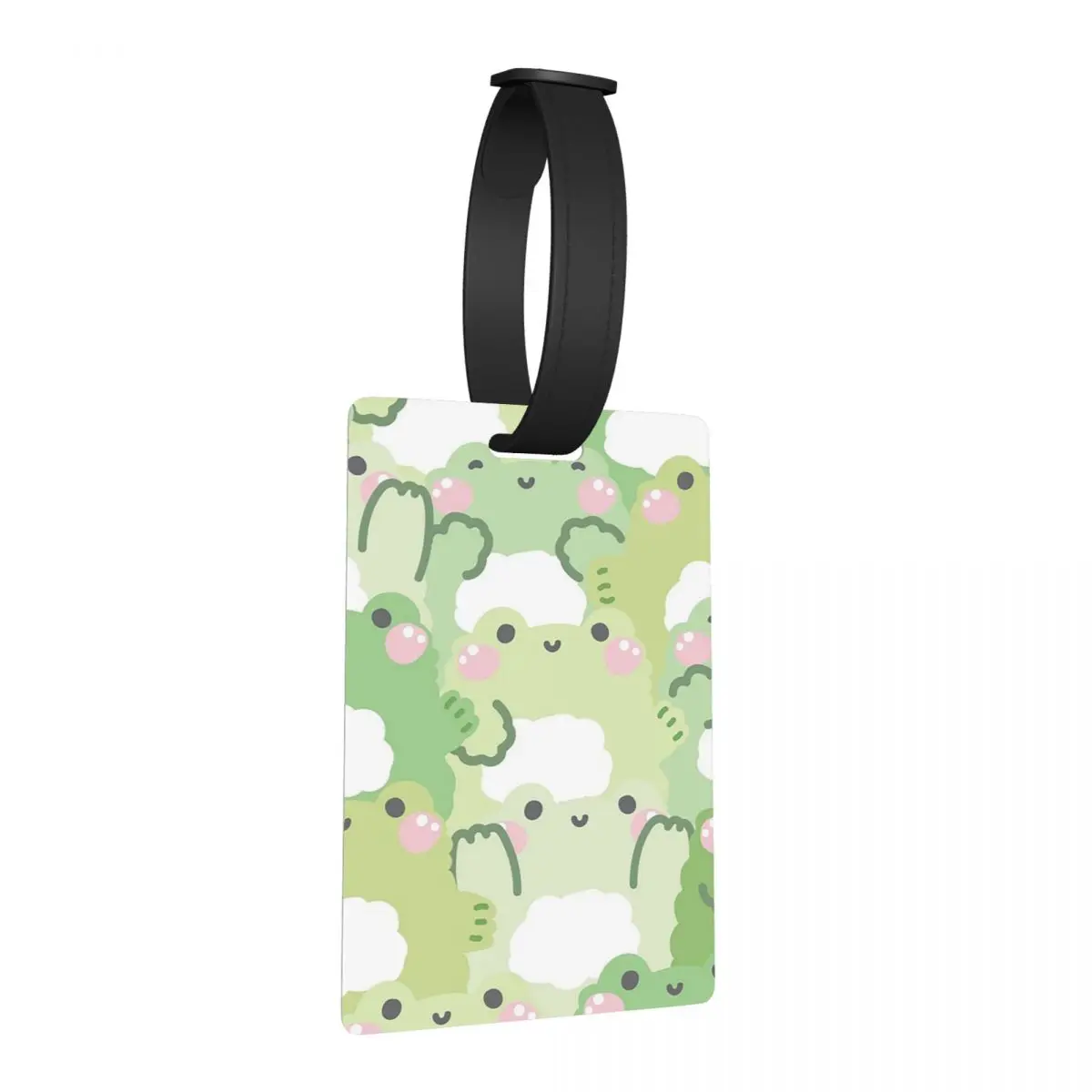 

Kawaii Frog Seamless Pattern Cartoon Green Frogs Luggage Tags Travel Portable Baggage Boarding Tag Label Holder ID Name Address