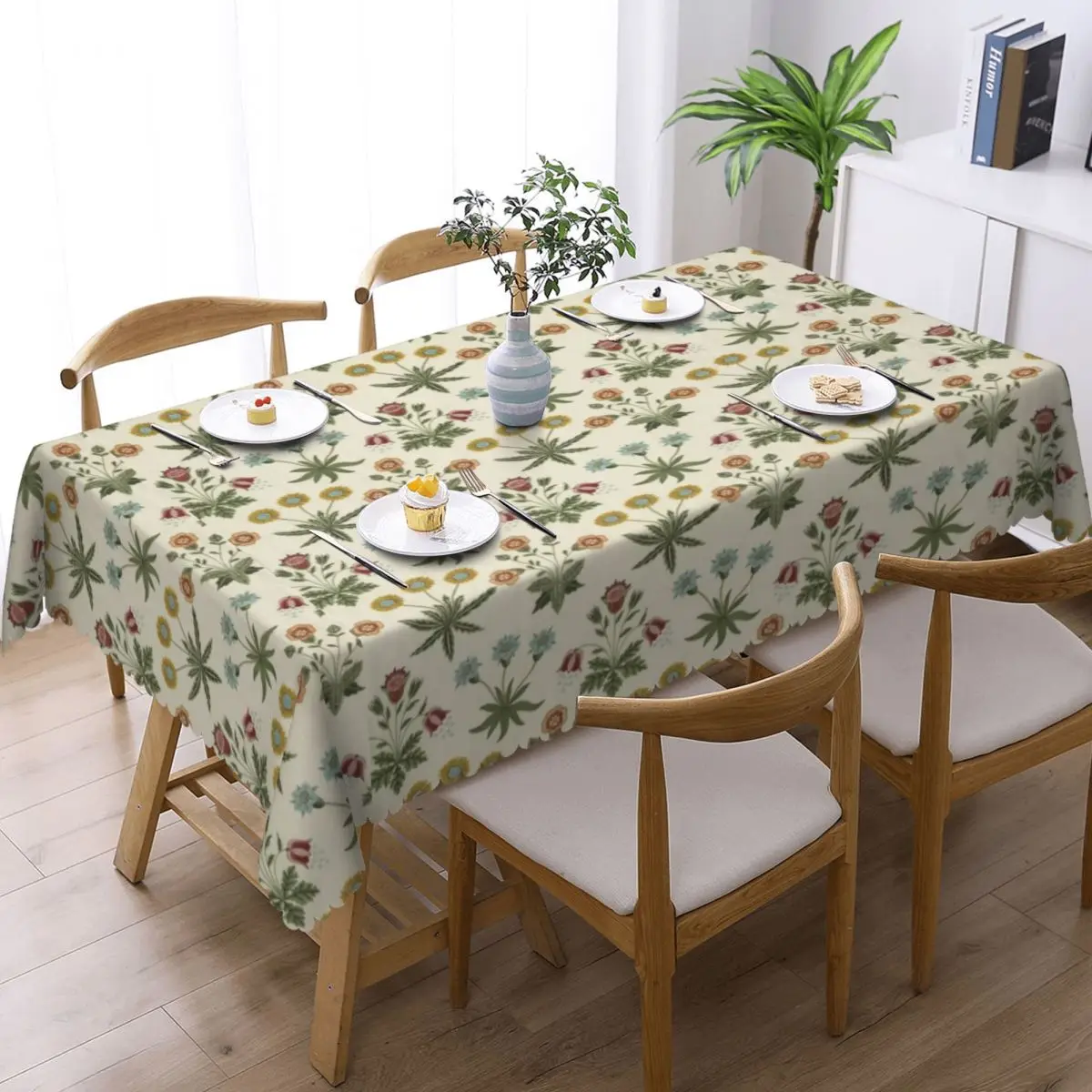 Custom Rectangular Fitted William Morris Compton Floral Art Nouveau Pattern  Oilproof Tablecloth Outdoor 45