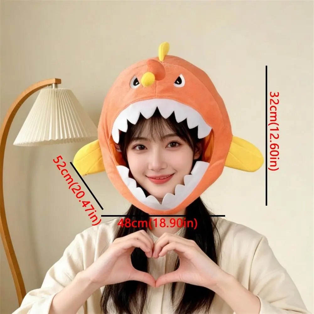 Soft Skin-friendly Cartoon Lanternfish Hat Cotton Filled Ocean Theme Anglerfish Hat Big Mouth Fish Open Mouth Fish Cosplay Cap