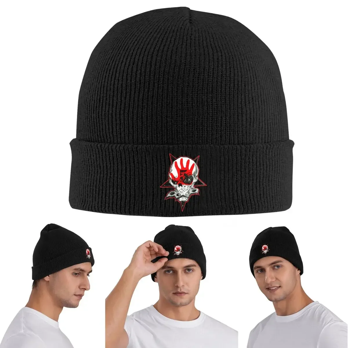 New Five Finger Death Punch Warm Knitted Cap Winter Knit Bonnet Hat Skullies Beanies Hip Hop Caps for Unisex
