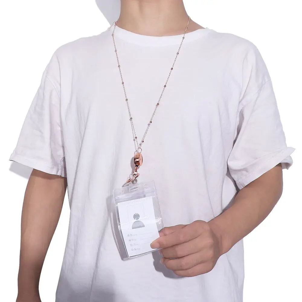 Porte-clés pour carte nominative, Clips pour porte-clés, bobine de Badge rétractable, porte-Badge, collier, lanière perlée avec porte-cartes d'identité, DIY