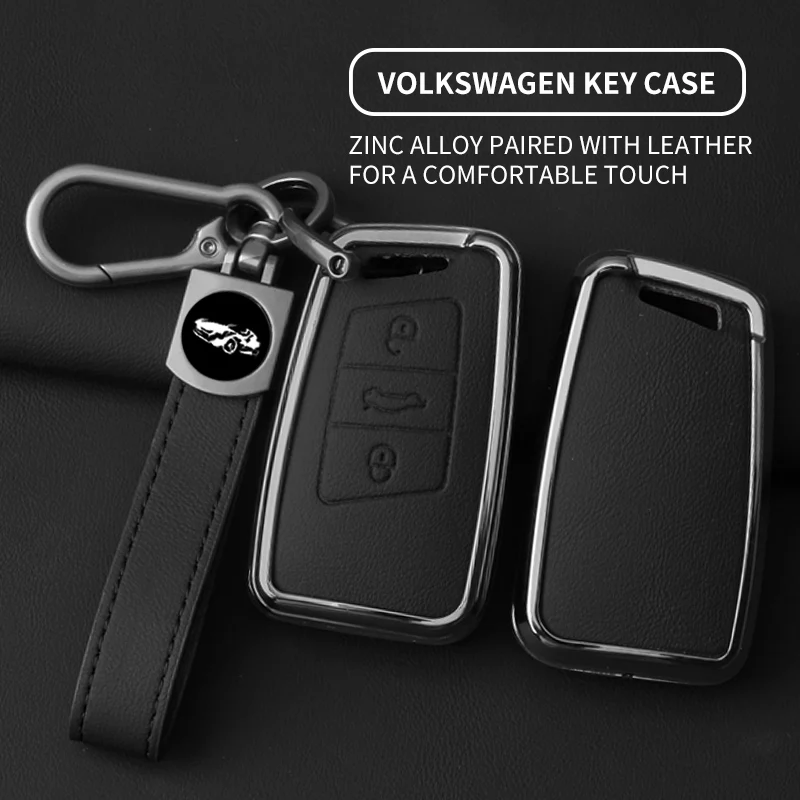 Leather Zinc alloy Car Key Case For Volkswagen VW Magotan Passat B8 Golf For Skoda Superb A7 Smart 3 Buttons Auto Decoration