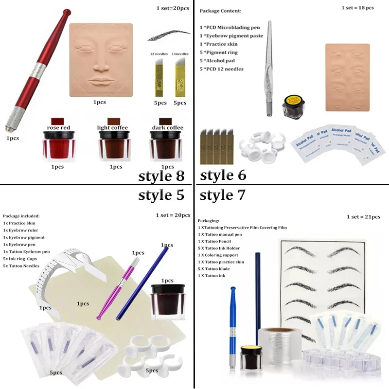 High Quality Eyebrow Microblading Pen Tattoo Training Kit False Skin Blade Permanent Makeup Tattoo Eyebrow Tattoo Practice Tools