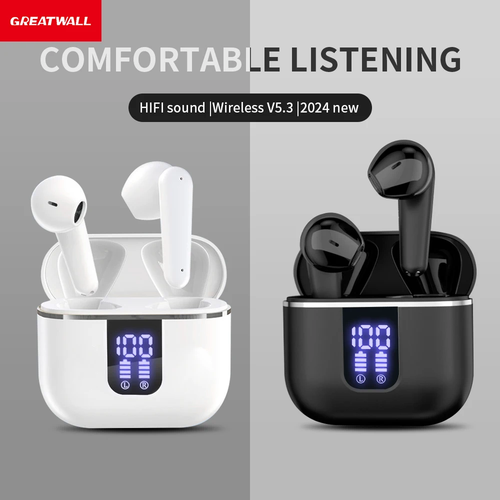 GREATWALL  New High-end Temperament Wireless Bluetooth 5.3 Headphones, Smart Digital Display, Wireless 5.3 HIFI High-fidelity