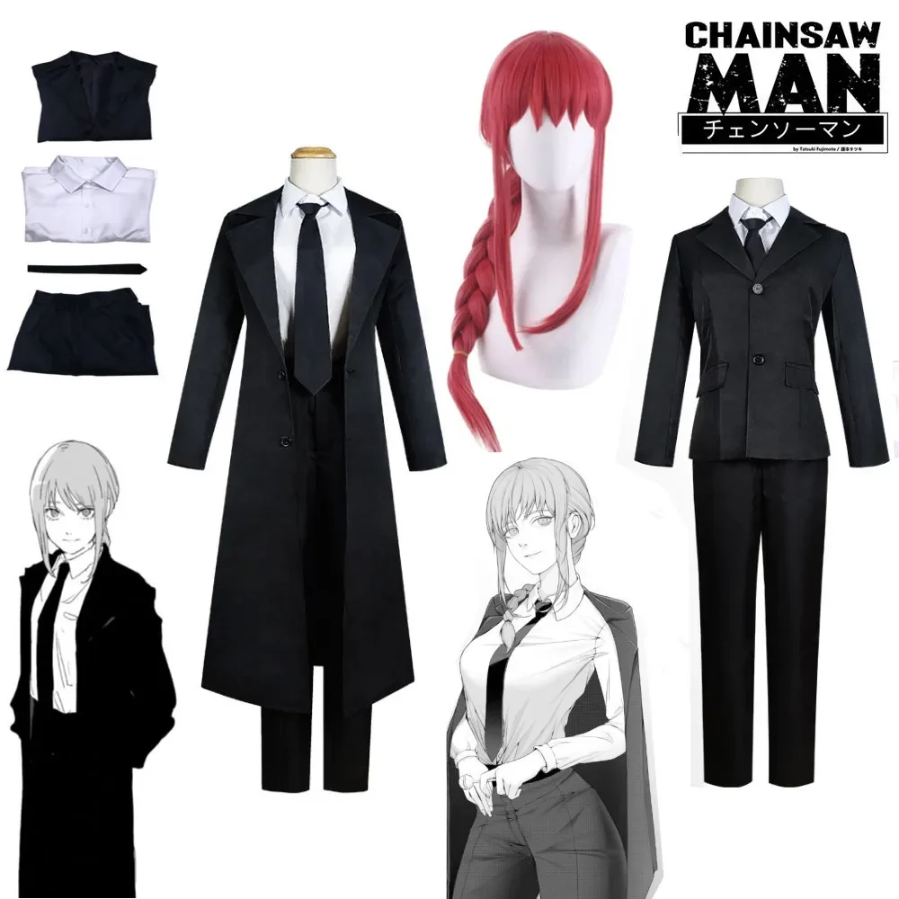 

Makima Cosplay Anime Chainsaw Man Makima Cosplay Costumes Wig Trench Shirt Tie Pants Men Women Suits Halloween Uniform