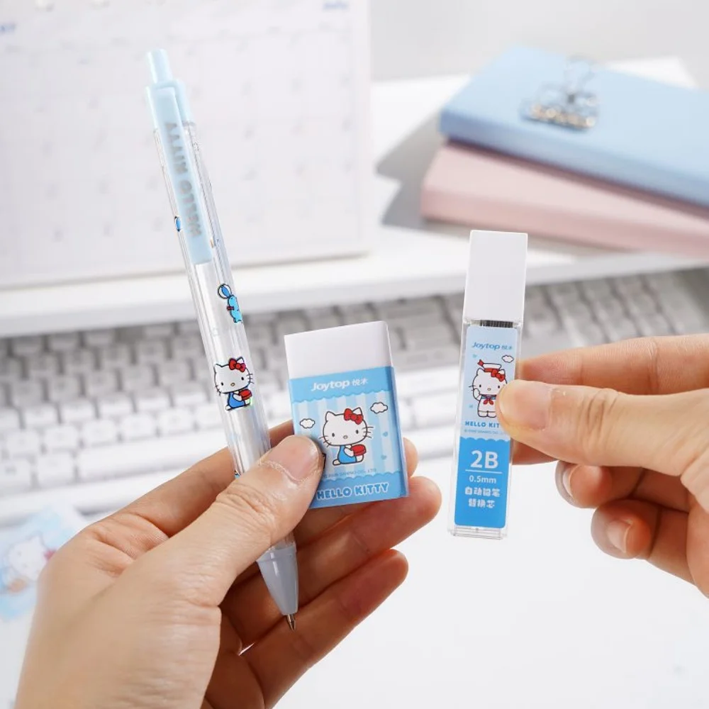 Kawaii Genuine Sanrio Automatic Pencils Set Hello Kitty Kuromi Melody Writing Stationery For Study Office Notes Daily School Use view 4