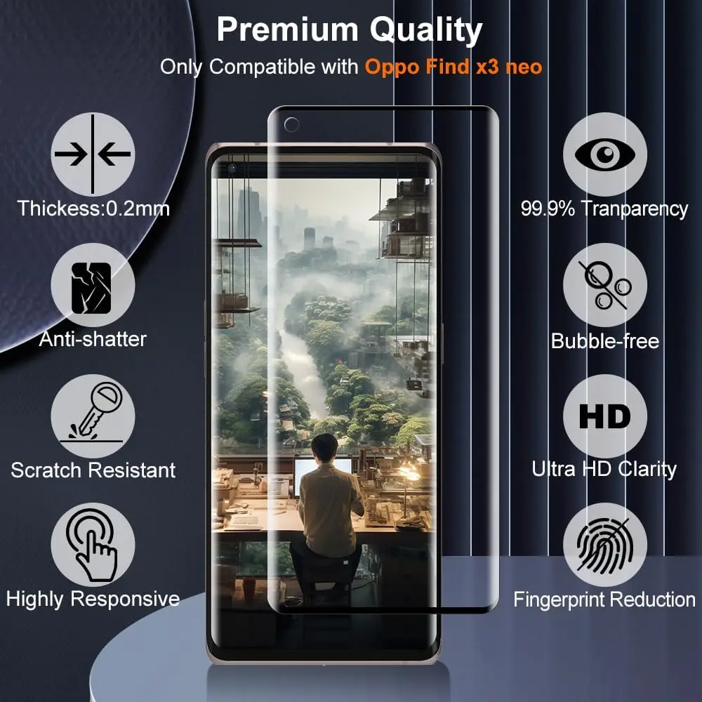 

2/4Pcs HD 3D Tempered Glass Screen Protector for OPPO Find X3 Neo Curved Edge Full Cover Shatterproof Clear Protector