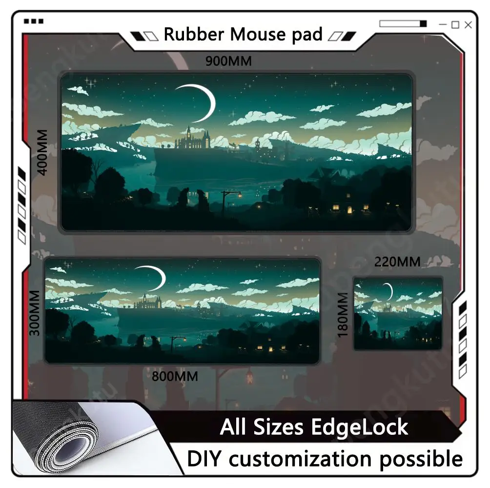 Cloud and Crescent Moon Gaming Accessories Popular Desktop Pads Anti-Slip Rubber Holiday Gifts Edge Locking Mouse Pads