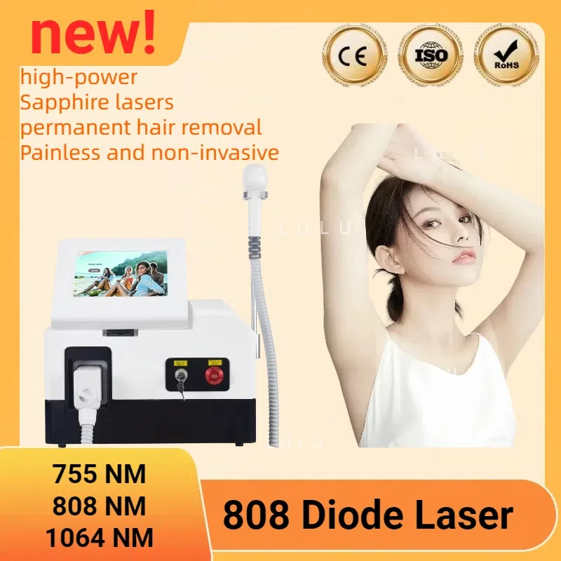 

New Painless 808 Diode Laser Hair Removal Machine 2000W High Power Ice Platinum 3 Wavelength 755 808 1064