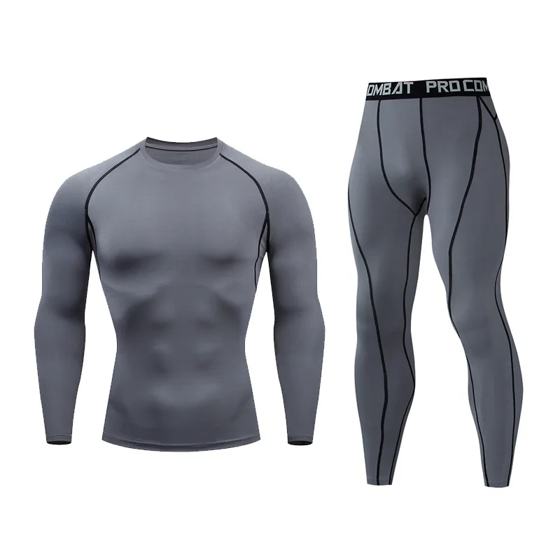 Winter Thermal Underwear Set Men\'s Sportswear Running Training Warm Base Layer Compression Tights Jogging Men\'s Gym MMA Suit