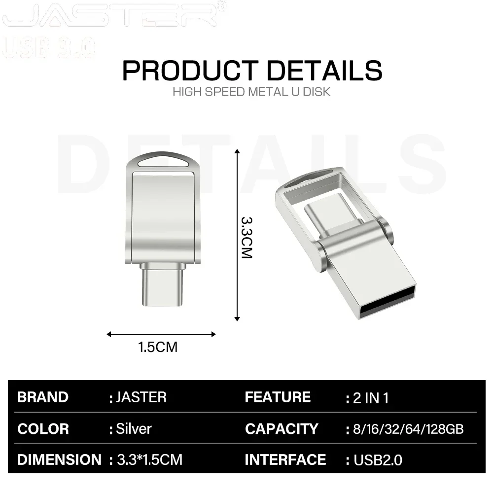 JASTER 3.0 Pendrive USB 64GB 32GB 16GB 8GB 4GB Szybki pendrive Mini TYPE-C Pamięć USB OTG Telefon komórkowy Przenośny