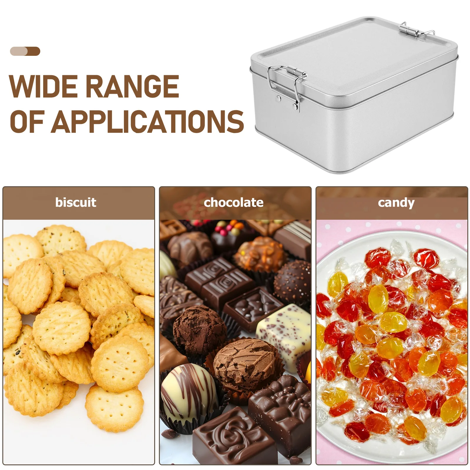 

Retro Tinplate Storage Box Cookie Tin Metal Container Lid Small Size Simple Design Durability Smooth Detail Wedding Candy Holder