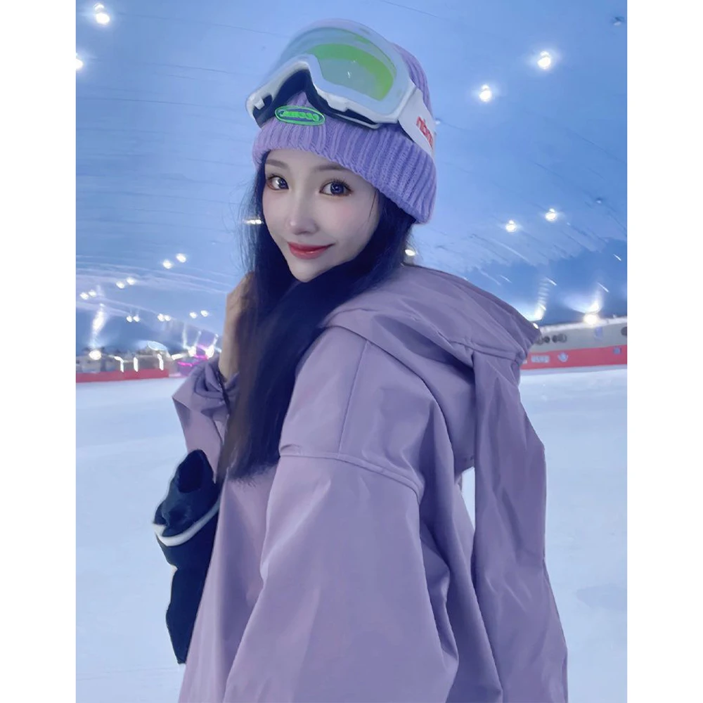 Ski Suit Rabbit Ear Women Thickening Female Overall Winter Windproof Waterproof Clothing Skiing Mountaineering Sports Suit