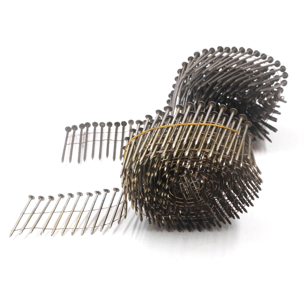 Wire Collated Coil Nails Round Head 15 Degree Thread Rod Wire Collated Framing Nails For Wooden Pallet Pneumatic Nail Gun Use