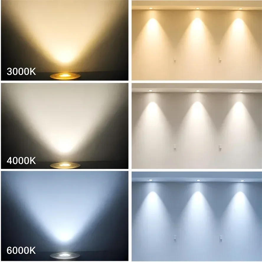 10-1PCS 12V Mini COB LED Downlight Ceiling Light Warm White Natural White Cold White  Adjustable Drive Free Down Lights Embedded