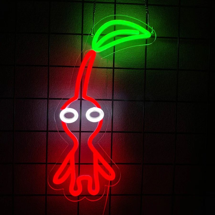 Red Pikmin Neon Sign, Multicolor LED Game Neon Light, USB Powered Wall Decor for Bedroom, Gaming Room,Perfect for Nintendo Fans