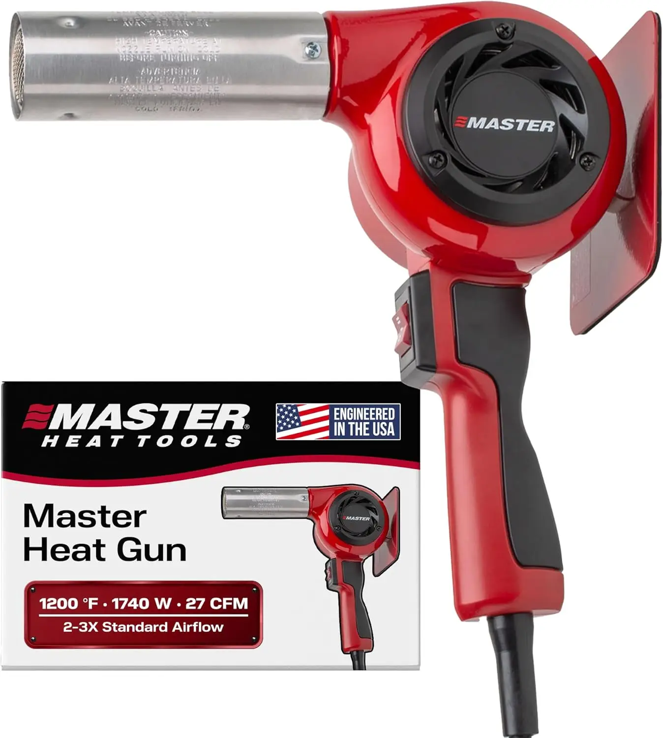 Industrial Heat Gun, High Airflow, Quick-Change Plug-In Heating Element, 1200°F, 120V, 1740W, 14.5 Amps