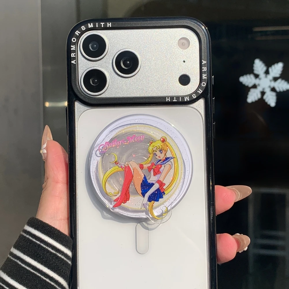Anime Cute Sailor Moon For Magsafe Magnetic Phone Griptok Grip Tok Stand For iPhone Samsung Foldable Wireless Charging Holder