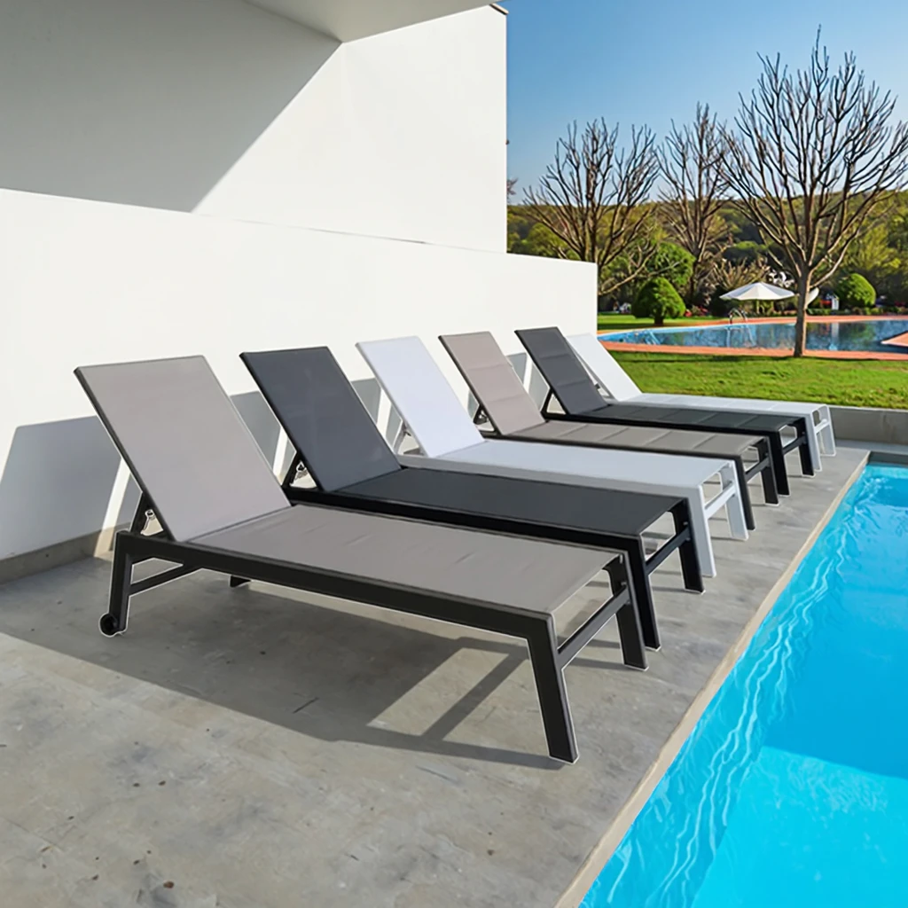 Modern Design Outdoor Aluminum Pool Furniture Hotel Garden Sun Bed Lounger Beach Or Marine Chair For Villa Home Or Hotel Use