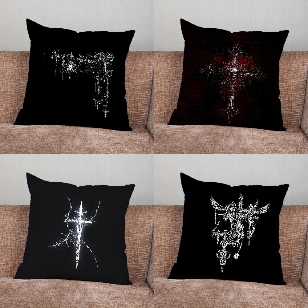 

Cyber Sigil Cross Goth Pillow Case For Home Bedroom Car Office Decoration Living Room Sofa Cushion Cover Suitable