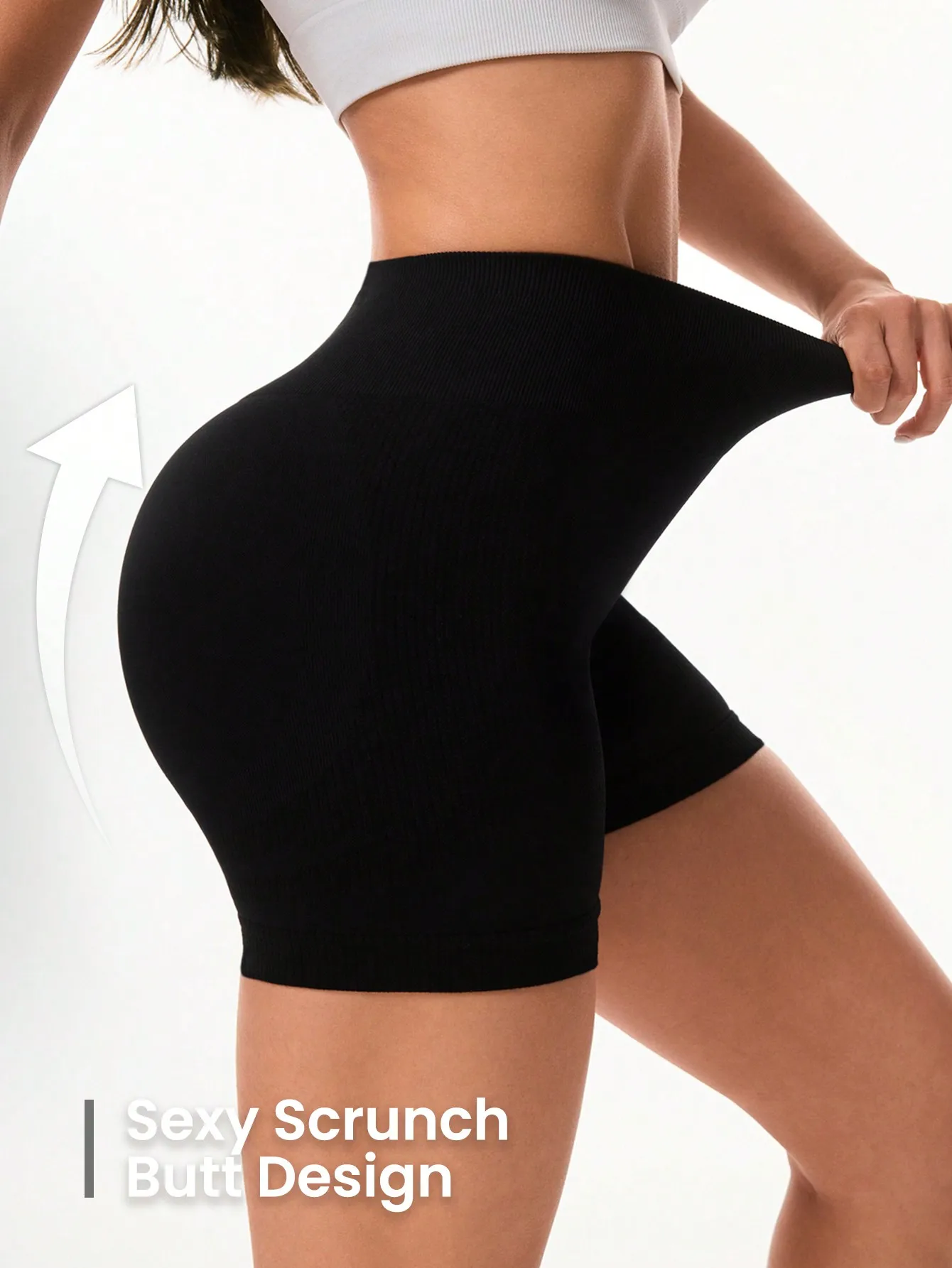 Seamless Solid Color Sports Shorts, Fashionable For Summer Workout Short High Impact Summer Yoga Shorts Sportswear Woman Gym Seamless Workout High Waist Shorts w/Tummy Control Running Fitness Leggings