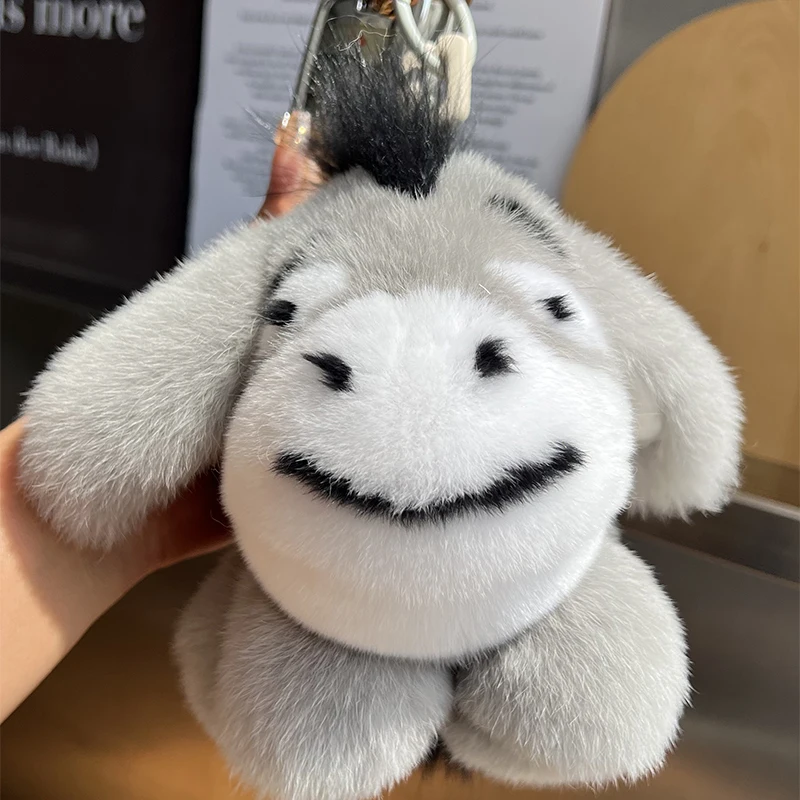 

Cute Rex Rabbit Fur Keychain Little Donkey Doll Car Keychain Fur Bag Charms Kawaii Keyring Girl Plush Doll Backpack Bag Pendant
