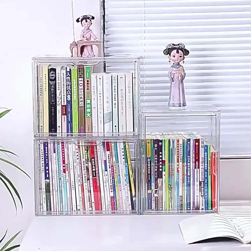 شفافة 2 الطبقة الناهض حامل حالة المغناطيسي سعة كبيرة أرقام دمية عرض حالة الاكريليك الغبار منظم مكتب صندوق حقيبة