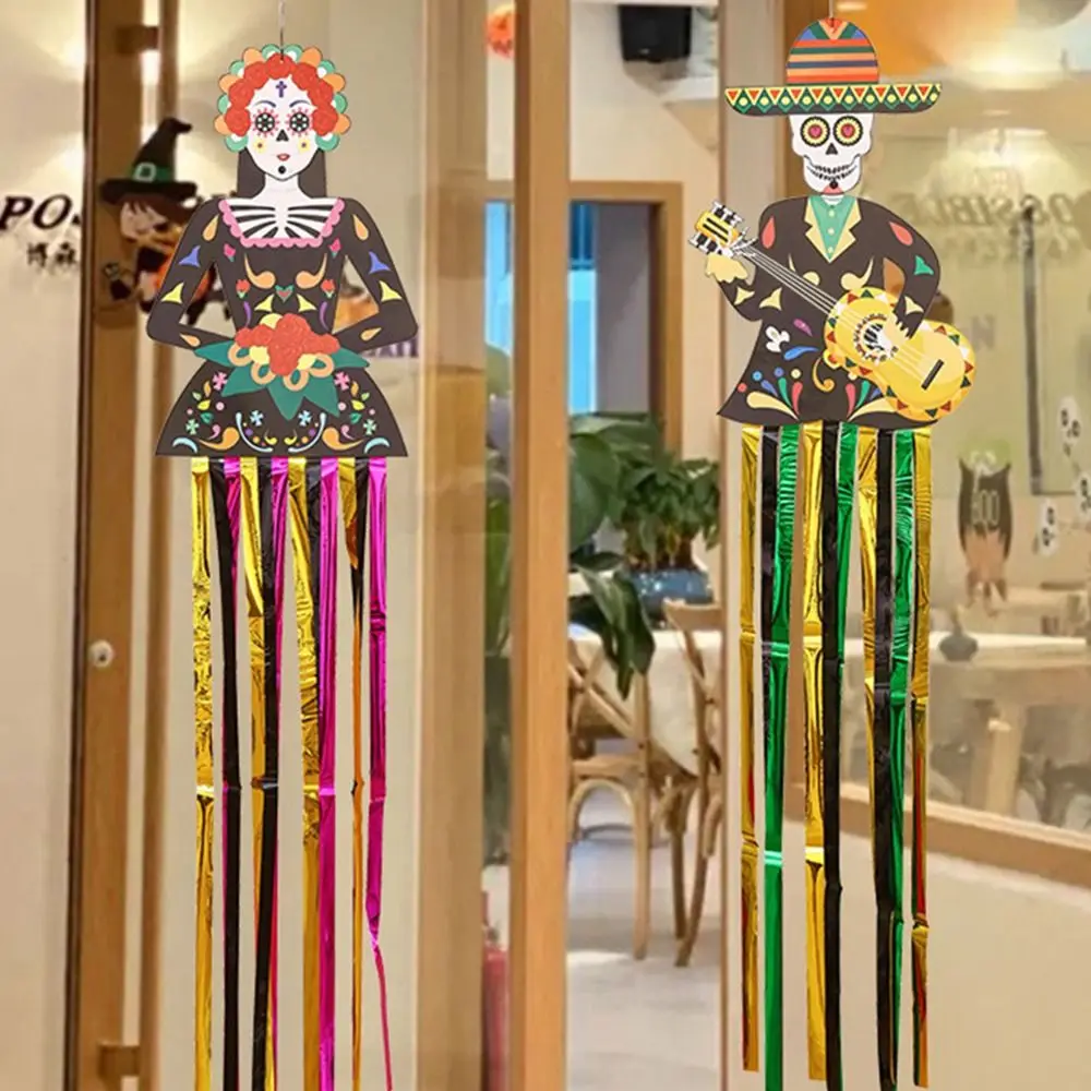 1-5PCS Halloween Hanging Skeleton Couple Flag Bride Groom Door Banner Ghost Decoration for Haunted House Party Yard