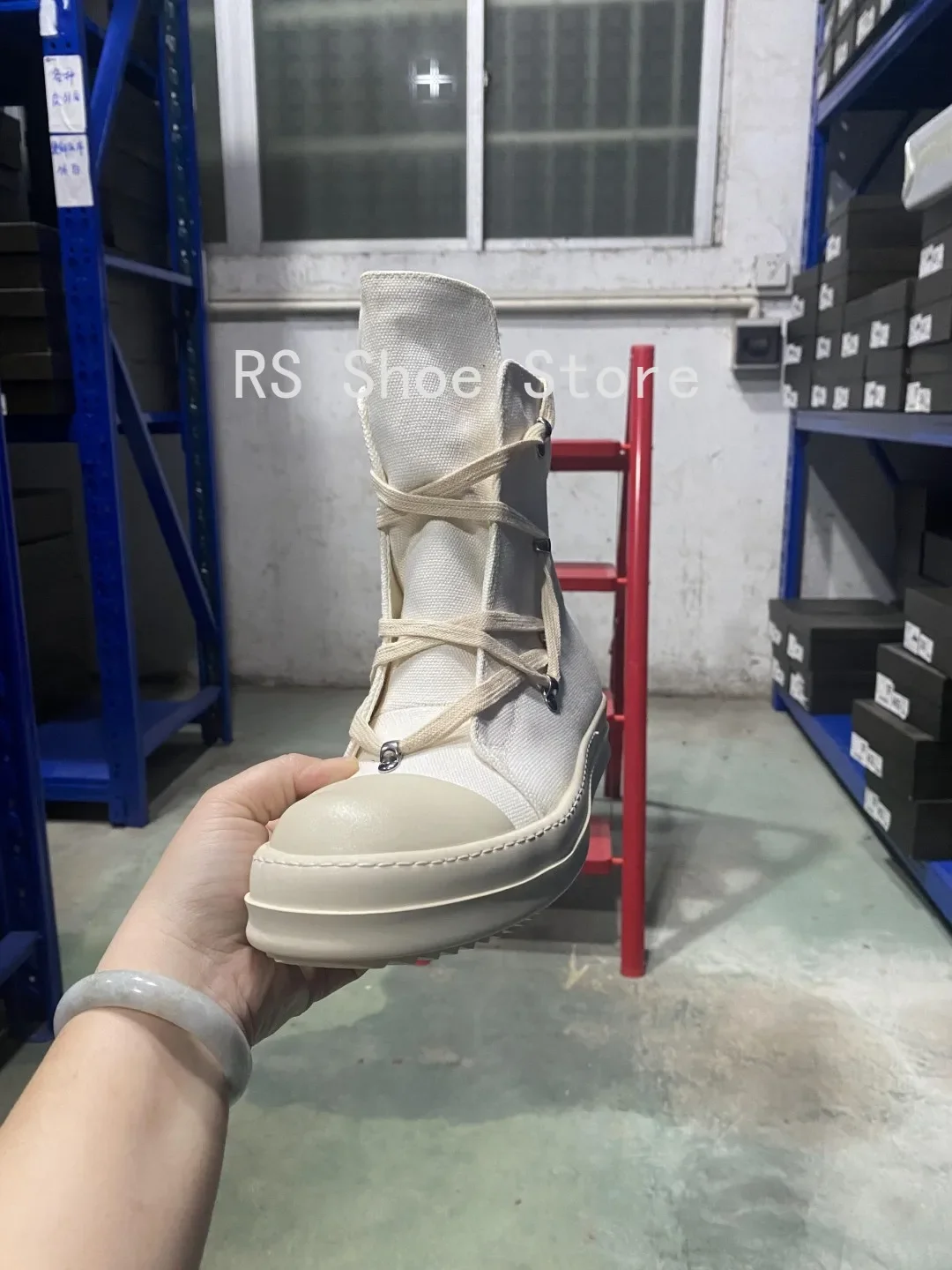 Ro الكلاسيكية مصمم رو البيج قماش التمهيد عالية أعلى حذاء الرجال حذاء كاجوال فاخر البريدي النساء حذاء رياضة سميكة وحيد حذاء من الجلد